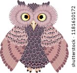 vector illustration brown owl cartoon