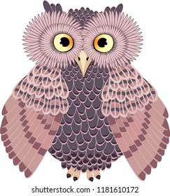 vector illustration brown owl cartoon