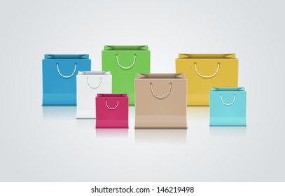 Ilustración vectorial de la bolsa de papel marrón. Los elementos se clasifican por separado en el archivo vectorial.