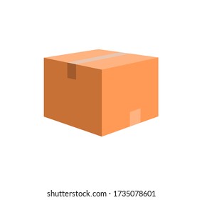Ilustración vectorial de una caja de papel marrón cerrada sobre un fondo blanco