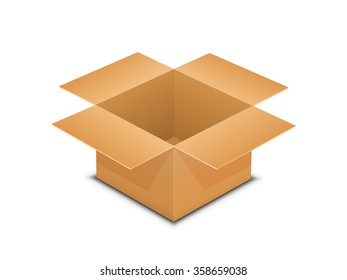 Vector illustration of brown paper open box. Packaging vector illustration