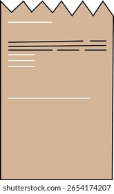 Ilustración vectorial de Comprobante de papel marrón con borde superior roto para compras, transacciones, Facturación y conceptos minoristas

