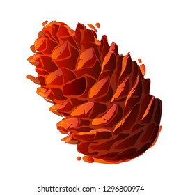 Vector illustration of brown pine cone. Watercolor. Isolated on white background.
