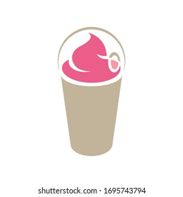 Vector Illustration of Brown and Pink Milkshake with a Lid Icon isolated on a White Background