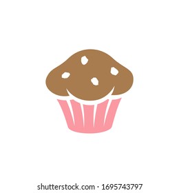 Vector Illustration of Brown and Pink Muffin Icon isolated on a White Background