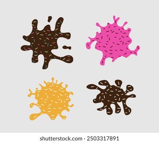 
Vector illustration brown, raspberry, honey splash liquid white background Product symbol