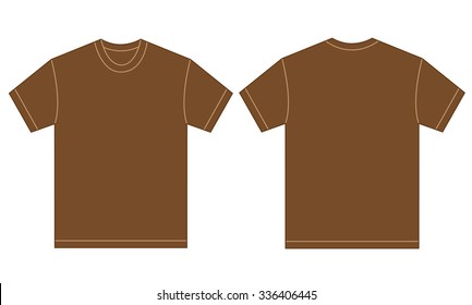 Vector illustration of brown shirt, isolated front and back design template for men