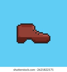 Vector Illustration of Brown Shoe with Pixel Art Design, perfect for game assets themed designs