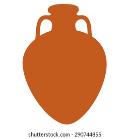 Vector illustration brown silhouette of roman amphora. Traditional ceramic vase.