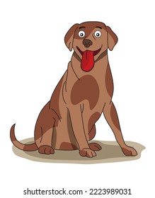 Vector illustration of brown sitting dog. Isolated on a white background
