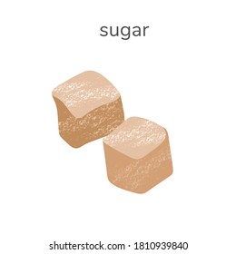 Vector illustration of brown sugar cane isotated on white background. Hand drawn illustration with textures.