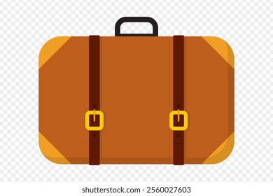 Vector illustration of brown suitcase on transparent background