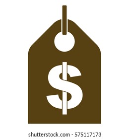 Vector Illustration of Brown Tag with Dollar Sign in White Icon
