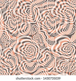 Vector illustration of brown, tan, olive and cream blended and curved shapes and stripes. Seamless repeat pattern for gift wrap, textile, fabric, scrapbooking and fashion.