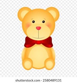 Vector illustration of brown teddy bear on transparent background