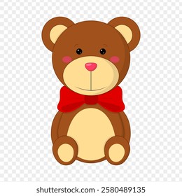 Vector illustration of brown teddy bear on transparent background