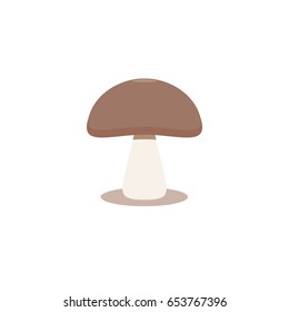 Vector illustration. Brown toadstool. Poisonous mushroom. Edible mushroom. Cartoon sticker in comic style with contour. Decoration for greeting cards, posters, patches, prints for clothes, emblems