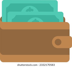 ilustración vectorial de la billetera marrón ahorrar dinero