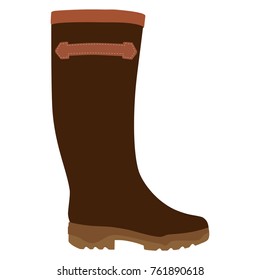 Vector illustration brown wellington rubber boots fashion design. Waterproof boots