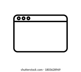 vector illustration of browser symbol, web page icon, website web page icon, tab icon, browser icon with outline on isolated background.