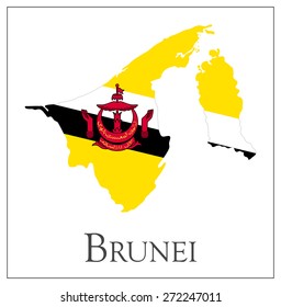 Vector illustration of Brunei flag map