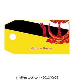 vector illustration of Brunei flag on price tag with word Made in Brunei isolated on white background.