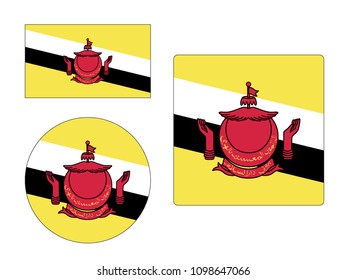 Vector illustration of Brunei Flag Set