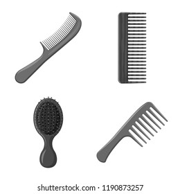 Vector illustration of brush and hair icon. Collection of brush and hairbrush stock symbol for web.