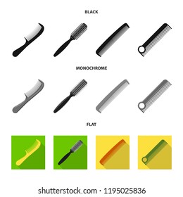 Vector illustration of brush and hair icon. Set of brush and hairbrush stock symbol for web.