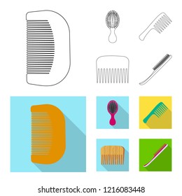 Vector illustration of brush and hair icon. Collection of brush and hairbrush stock vector illustration.