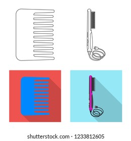 Vector illustration of brush and hair icon. Collection of brush and hairbrush vector icon for stock.