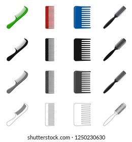 Vector illustration of brush and hair icon. Set of brush and hairbrush vector illustration.