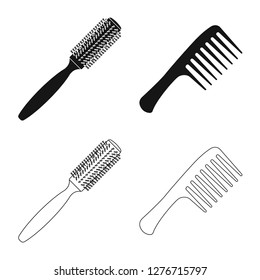 Vector illustration of brush and hair icon. Collection of brush and hairbrush stock symbol for web.