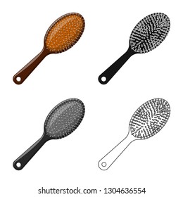 Vector illustration of brush and hair icon. Collection of brush and hairbrush vector icon for stock.