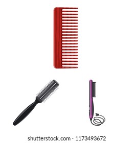 Vector illustration of brush and hair logo. Collection of brush and hairbrush vector icon for stock.