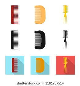 Vector illustration of brush and hair logo. Set of brush and hairbrush stock symbol for web.