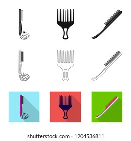 Vector illustration of brush and hair logo. Set of brush and hairbrush stock vector illustration.