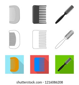 Vector illustration of brush and hair logo. Collection of brush and hairbrush stock symbol for web.