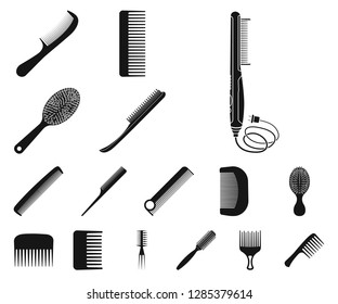 Vector illustration of brush and hair logo. Collection of brush and hairbrush stock vector illustration.