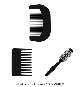 Vector illustration of brush and hair logo. Set of brush and hairbrush stock symbol for web.