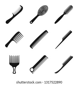 Vector illustration of brush and hair logo. Set of brush and hairbrush stock symbol for web.