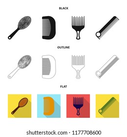 Vector illustration of brush and hair sign. Set of brush and hairbrush vector icon for stock.