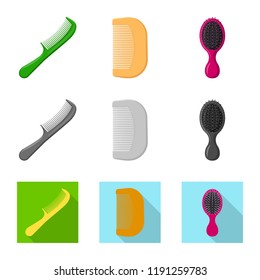 Vector illustration of brush and hair sign. Collection of brush and hairbrush vector icon for stock.