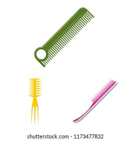 Vector illustration of brush and hair symbol. Collection of brush and hairbrush stock symbol for web.