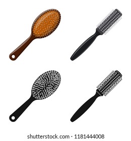 Vector illustration of brush and hair symbol. Set of brush and hairbrush vector icon for stock.