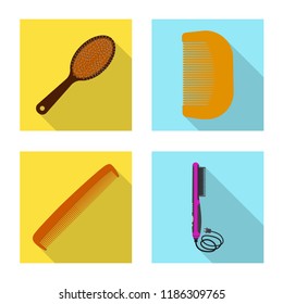 Vector illustration of brush and hair symbol. Collection of brush and hairbrush stock symbol for web.