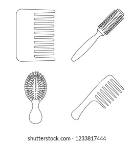Vector illustration of brush and hair symbol. Set of brush and hairbrush stock symbol for web.