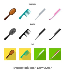 Vector illustration of brush and hair symbol. Collection of brush and hairbrush stock symbol for web.