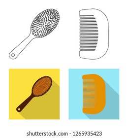 Vector illustration of brush and hair symbol. Collection of brush and hairbrush stock symbol for web.