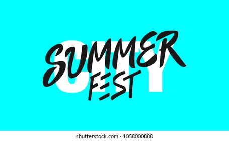 Vector illustration Brush lettering composition of Summer Vacation isolated on white background. City Summer fest